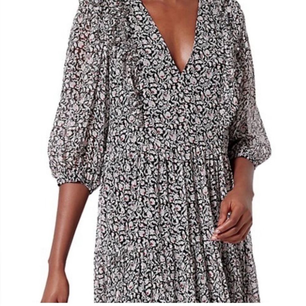 Joie Black and White Floral Long Sleeve Dress